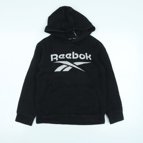 Reebok` Boys Black Polyester Pullover Hoodie Size 9-10 Years - Logo- Reebok