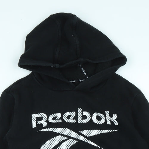 Reebok` Boys Black Polyester Pullover Hoodie Size 9-10 Years - Logo- Reebok