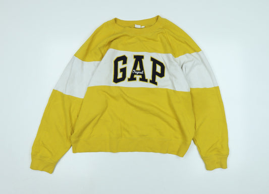 Gap Womens Yellow Polyester Pullover Sweatshirt Size M - Logo - GAP