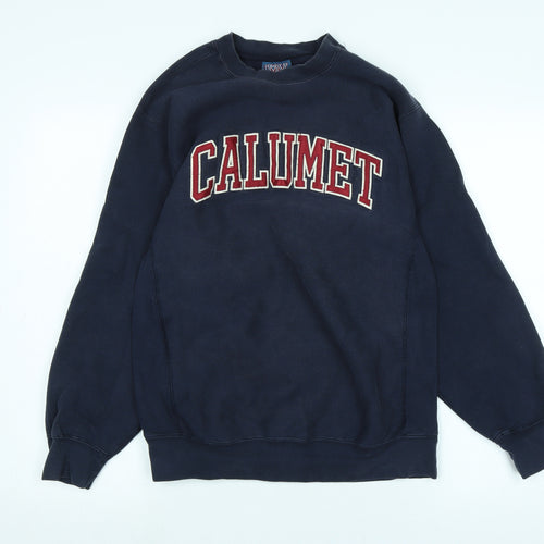 calumet Mens Blue Cotton Pullover Sweatshirt Size M - Logo- CALUMET