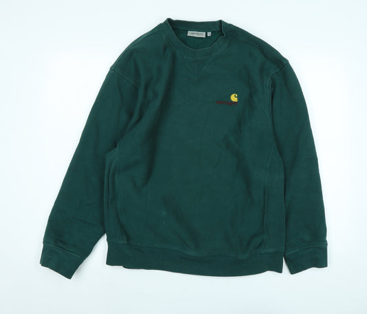 Carhartt Mens Green Cotton Pullover Sweatshirt Size M - Logo