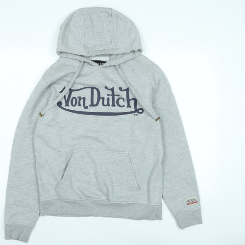 Von Dutch Mens Grey Cotton Pullover Hoodie Size M - Logo-VON DUTCH