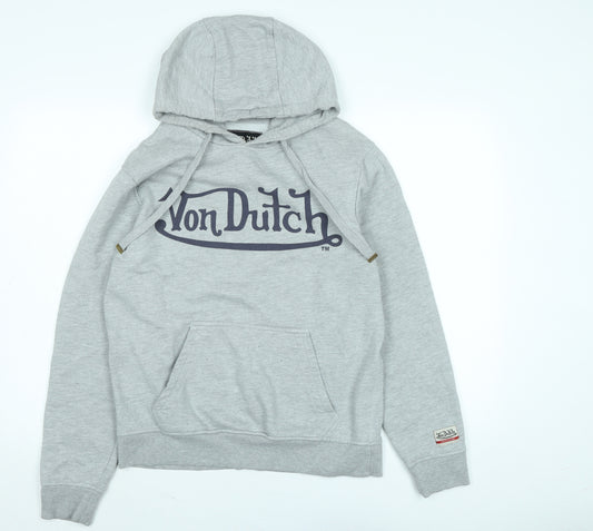 Von Dutch Mens Grey Cotton Pullover Hoodie Size M - Logo-VON DUTCH