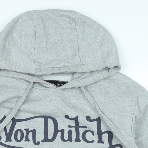 Von Dutch Mens Grey Cotton Pullover Hoodie Size M - Logo-VON DUTCH