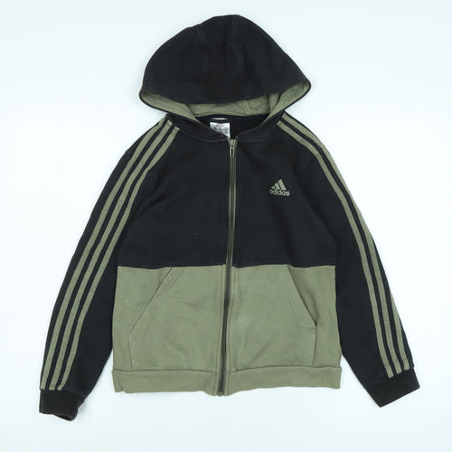 adidas Boys Black Jacket Size 11-12 Years Zip - Logo- Adidas