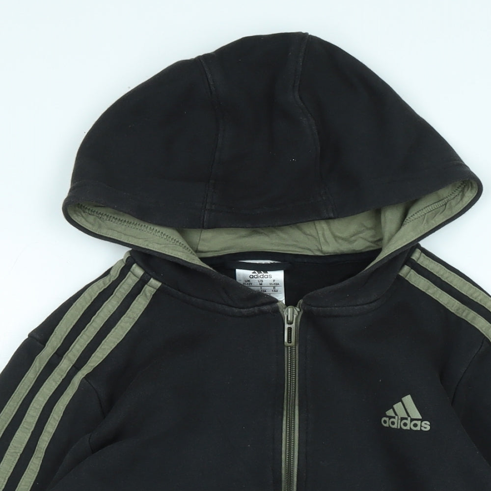 adidas Boys Black Jacket Size 11-12 Years Zip - Logo- Adidas