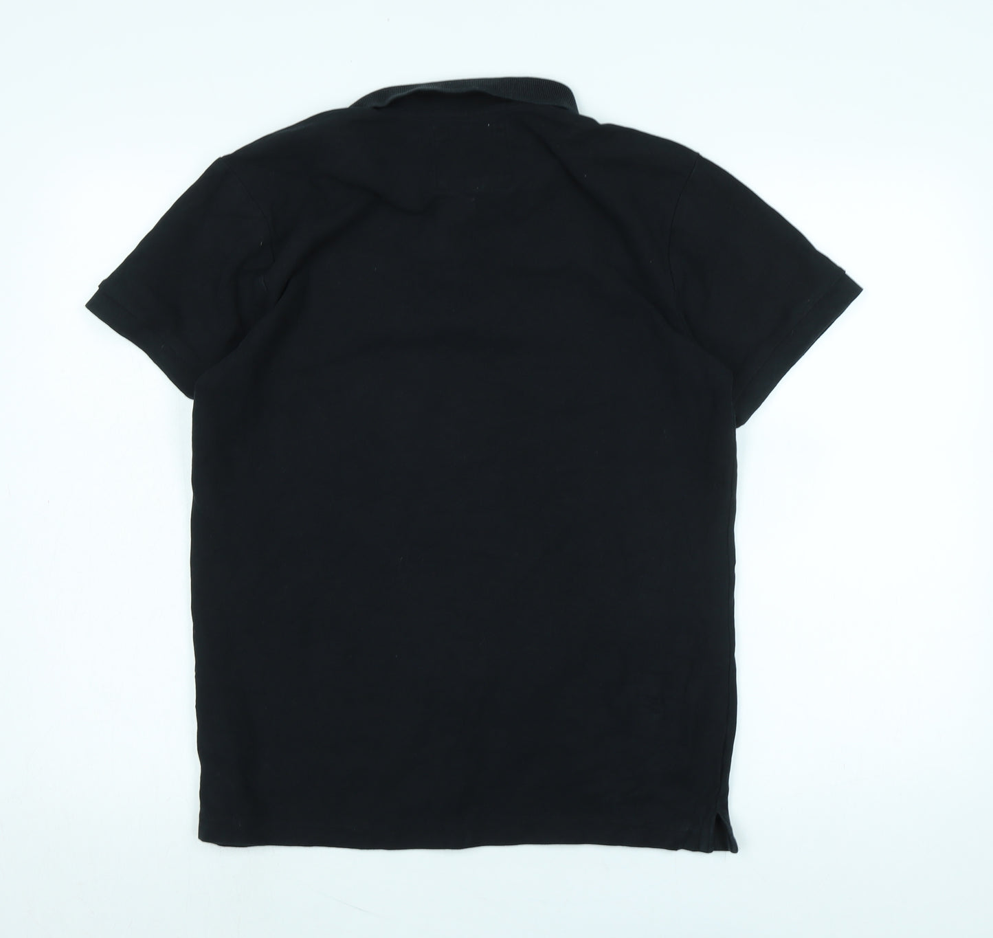 Charles Wilson Mens Black Cotton Polo Size M Collared Button