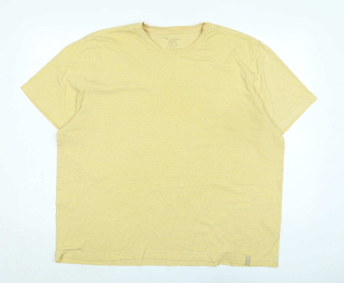 Lee Cooper Mens Yellow Cotton T-Shirt Size 2XL Crew Neck - Logo