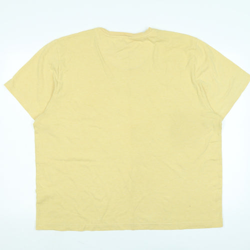 Lee Cooper Mens Yellow Cotton T-Shirt Size 2XL Crew Neck - Logo