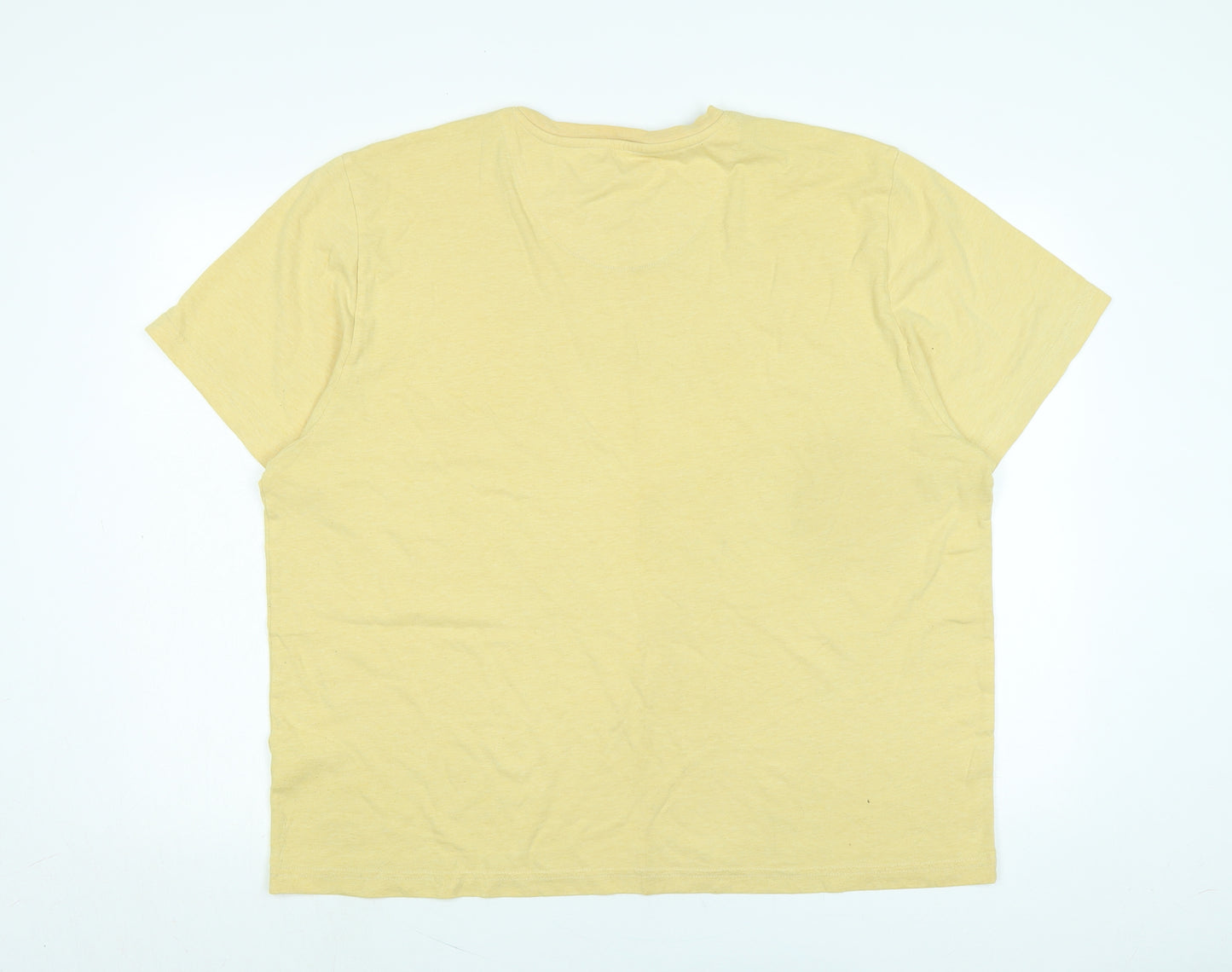 Lee Cooper Mens Yellow Cotton T-Shirt Size 2XL Crew Neck - Logo