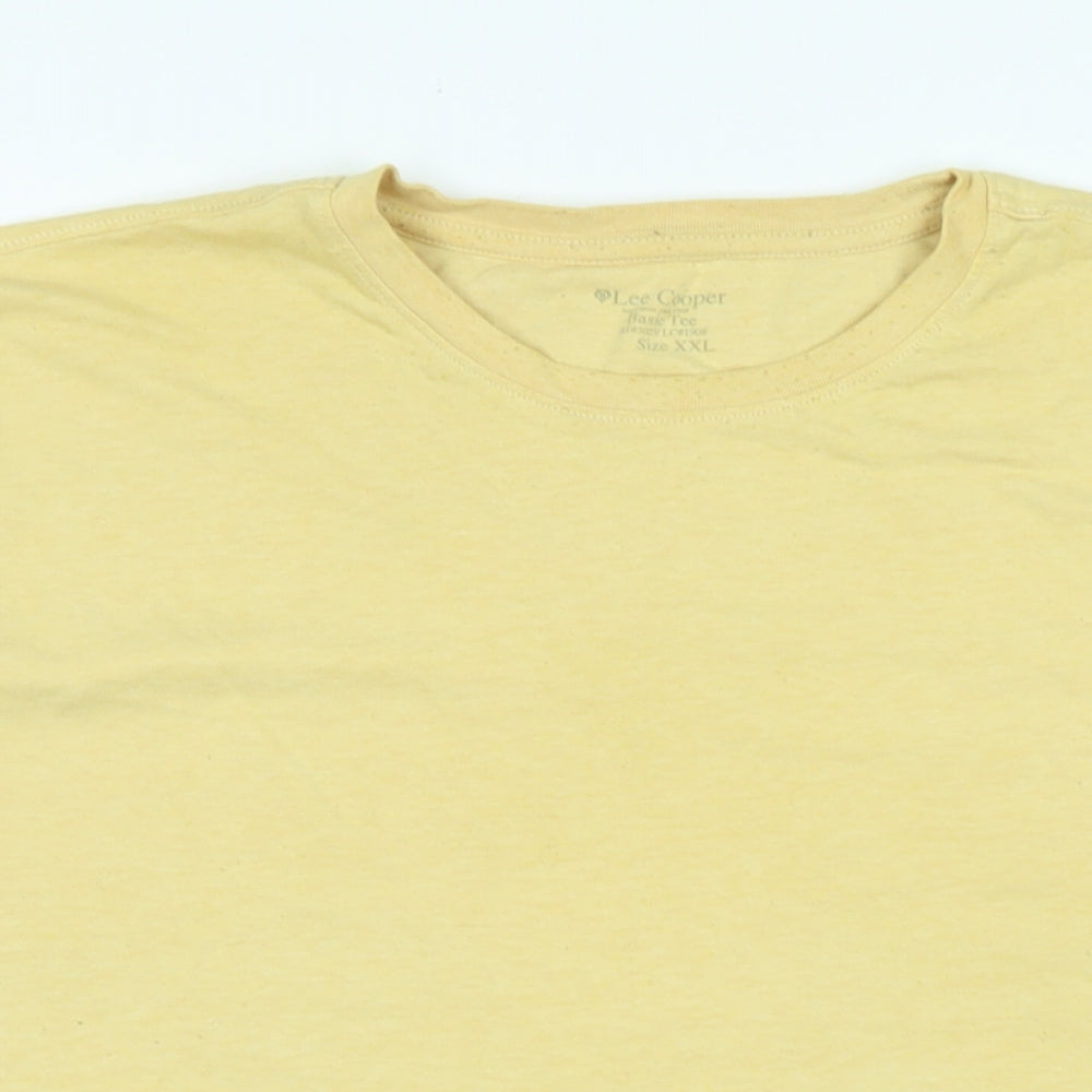 Lee Cooper Mens Yellow Cotton T-Shirt Size 2XL Crew Neck - Logo