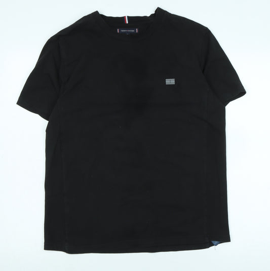 Tommy Hilfiger Mens Black Cotton T-Shirt Size L Crew Neck - Logo