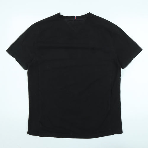 Tommy Hilfiger Mens Black Cotton T-Shirt Size L Crew Neck - Logo