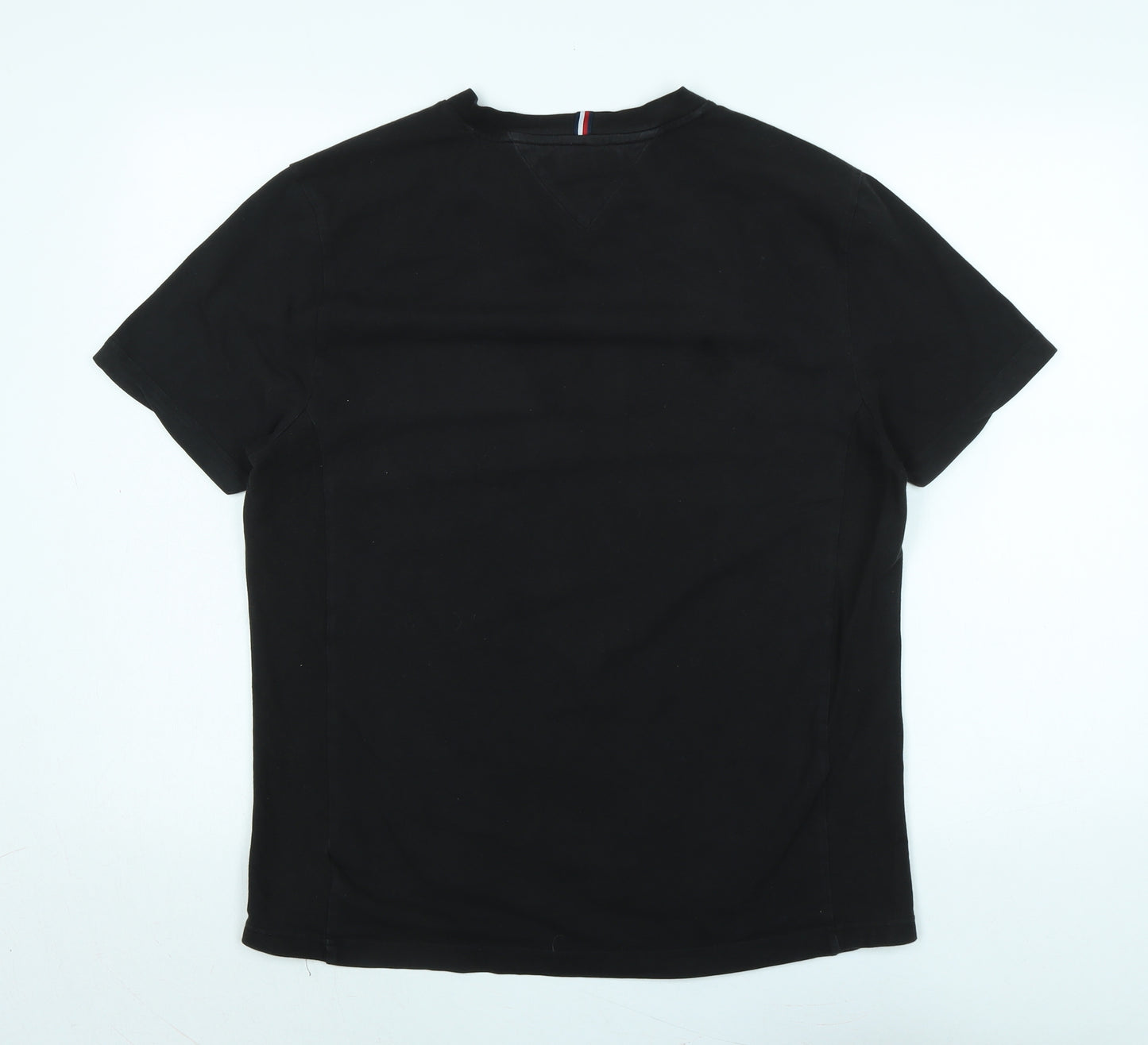 Tommy Hilfiger Mens Black Cotton T-Shirt Size L Crew Neck - Logo