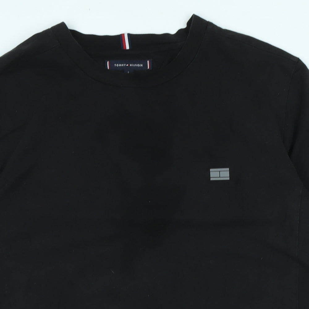 Tommy Hilfiger Mens Black Cotton T-Shirt Size L Crew Neck - Logo