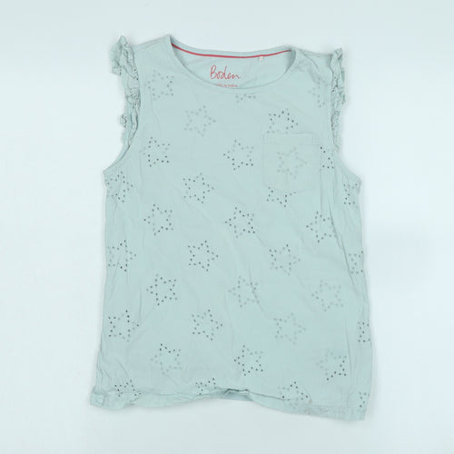 Boden Girls Blue Cotton Basic Tank Size 11-12 Years Crew Neck - Logo