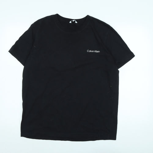 Calvin Klein Mens Black Cotton T-Shirt Size XL Crew Neck - Logo - Calvin Klein