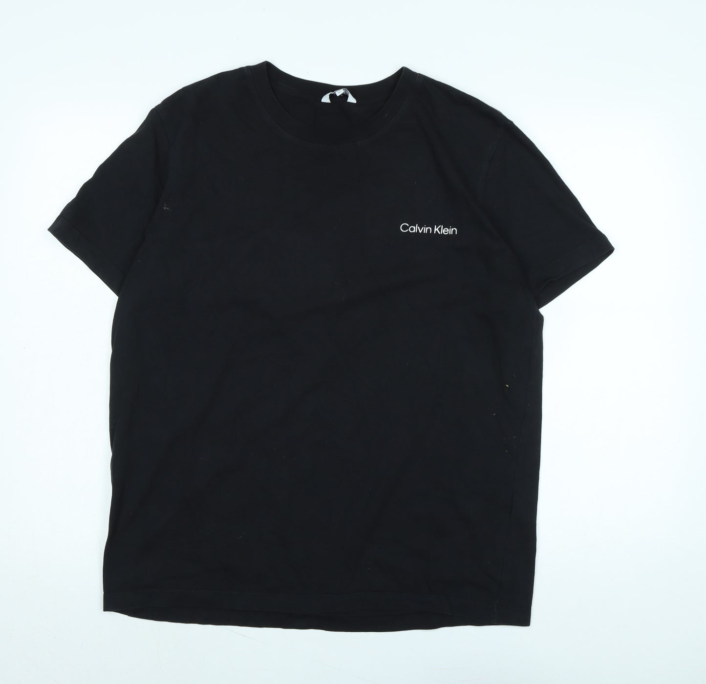 Calvin Klein Mens Black Cotton T-Shirt Size XL Crew Neck - Logo - Calvin Klein