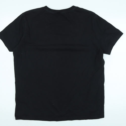 Calvin Klein Mens Black Cotton T-Shirt Size XL Crew Neck - Logo - Calvin Klein