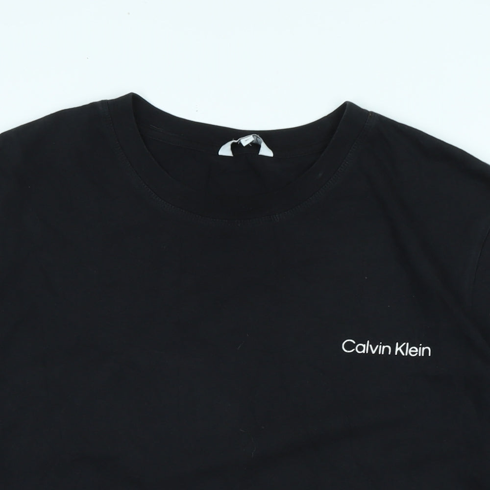 Calvin Klein Mens Black Cotton T-Shirt Size XL Crew Neck - Logo - Calvin Klein