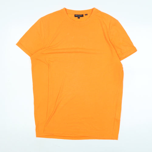 Brave Soul Mens Orange Cotton T-Shirt Size M Crew Neck - Logo