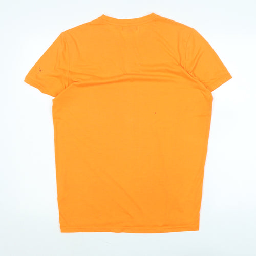 Brave Soul Mens Orange Cotton T-Shirt Size M Crew Neck - Logo