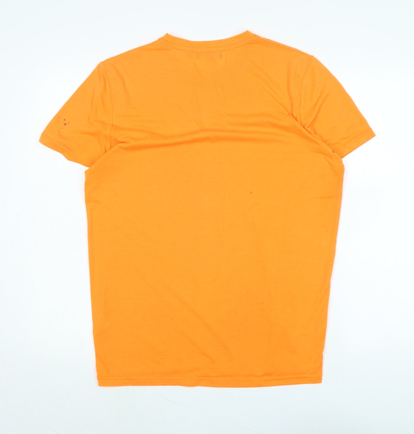 Brave Soul Mens Orange Cotton T-Shirt Size M Crew Neck - Logo