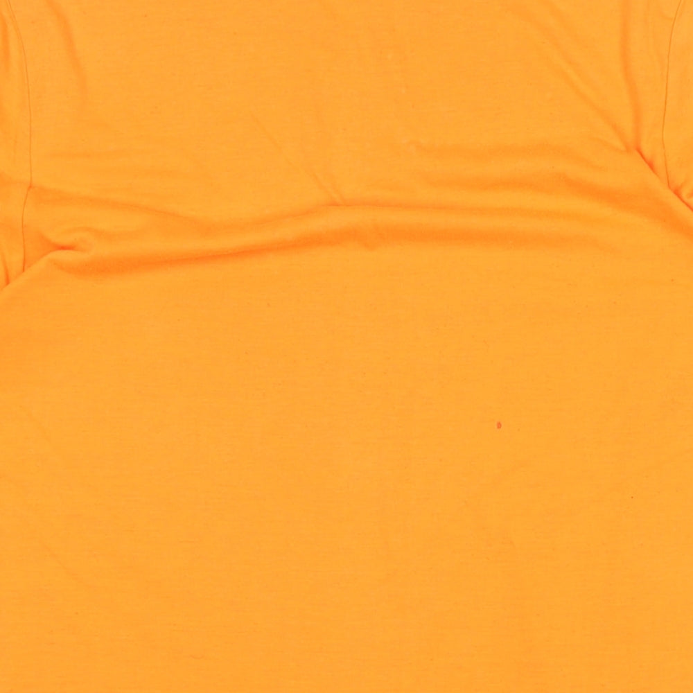 Brave Soul Mens Orange Cotton T-Shirt Size M Crew Neck - Logo