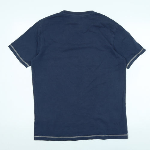 Penguin Mens Blue Cotton T-Shirt Size M Crew Neck - Logo