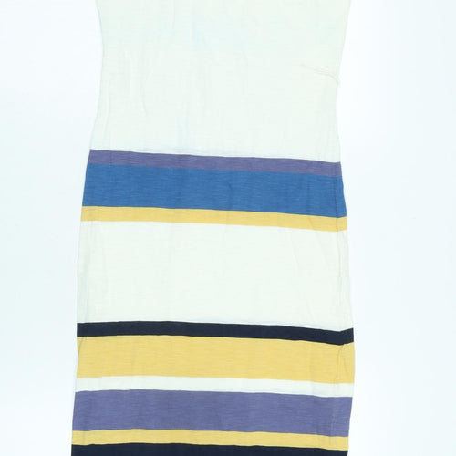 French Connection Womens Multicoloured Striped Cotton T-Shirt Dress Size 8 Scoop Neck - Logo