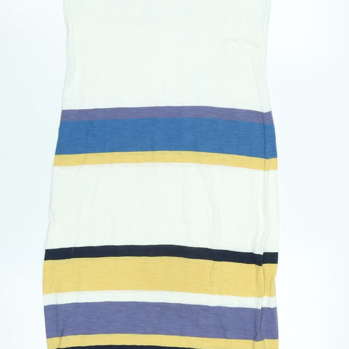 French Connection Womens Multicoloured Striped Cotton T-Shirt Dress Size 8 Scoop Neck - Logo