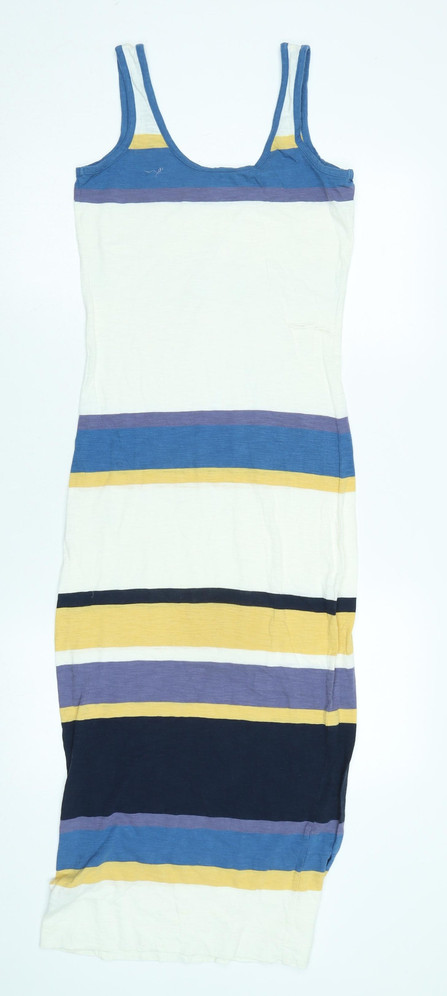 French Connection Womens Multicoloured Striped Cotton T-Shirt Dress Size 8 Scoop Neck - Logo