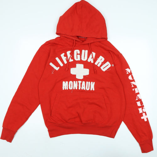 Lifeguard Mens Red Cotton Pullover Hoodie Size S - Logo- Lifeguard Montaux