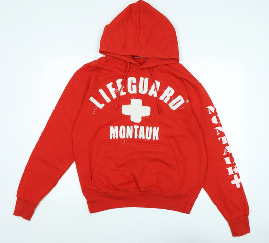 Lifeguard Mens Red Cotton Pullover Hoodie Size S - Logo- Lifeguard Montaux