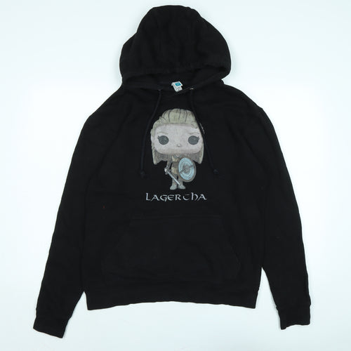 Vikings Womens Black Cotton Pullover Hoodie Size M - Logo - Lagertha