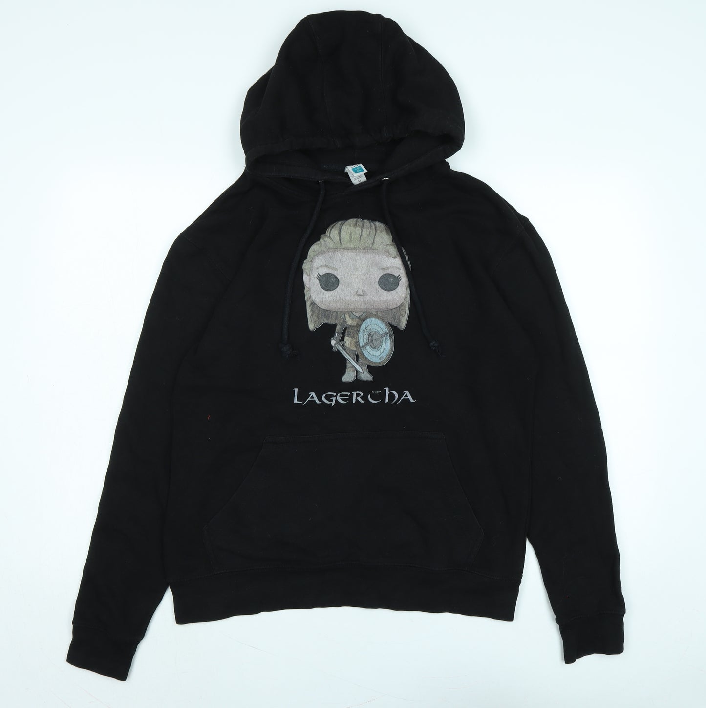 Vikings Womens Black Cotton Pullover Hoodie Size M - Logo - Lagertha