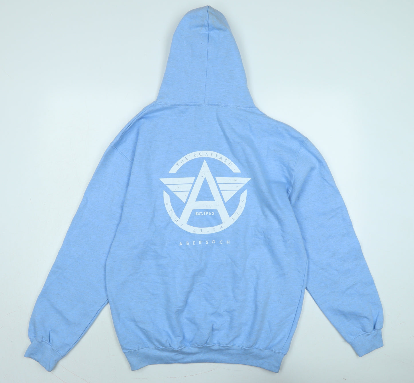 The Boatyard Mens Blue Cotton Pullover Hoodie Size L - Logo - The Boatyard Abersoch