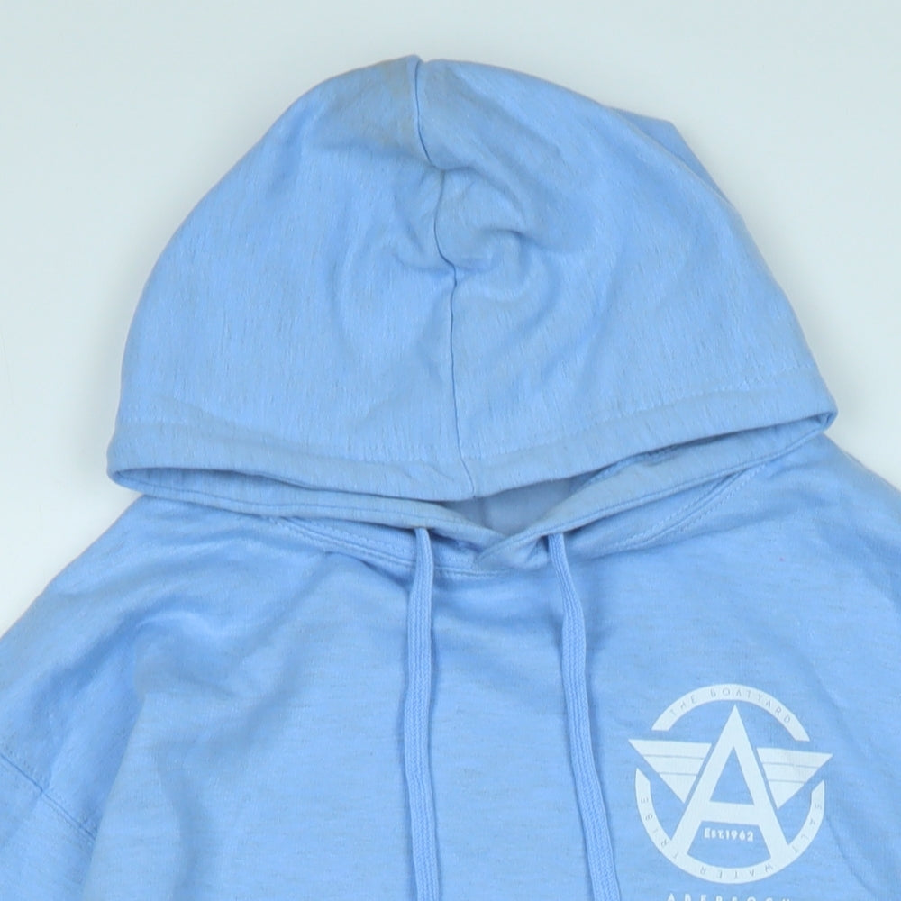 The Boatyard Mens Blue Cotton Pullover Hoodie Size L - Logo - The Boatyard Abersoch