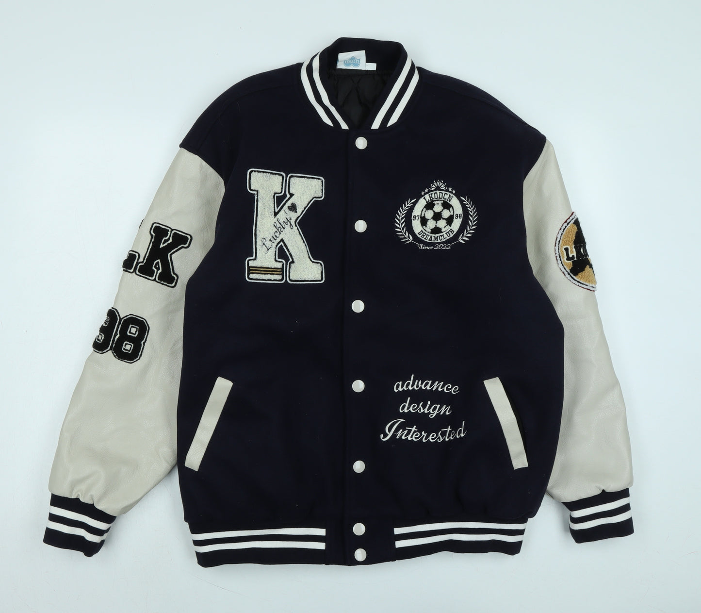 LKOD Mens Blue Bomber Jacket Jacket Size M Snap - Logo - LKODCN Dreamclub