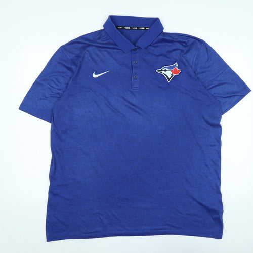 Nike Mens Blue Polyester Polo Size XL Collared - Logo