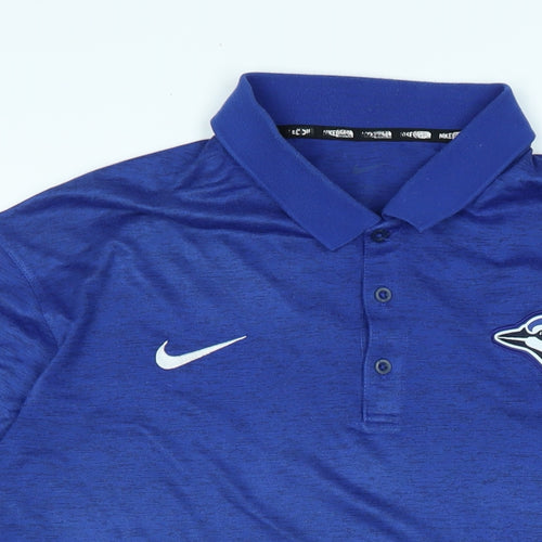 Nike Mens Blue Polyester Polo Size XL Collared - Logo