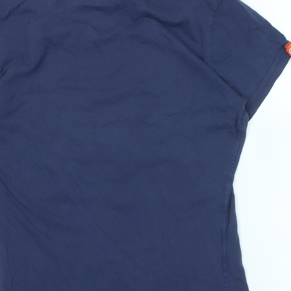 Superdry Womens Blue Cotton Basic T-Shirt Size S Scoop Neck - Logo - Real Superdry