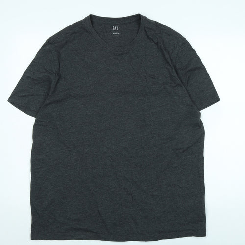 Gap Mens Grey Cotton T-Shirt Size XL Crew Neck - Logo