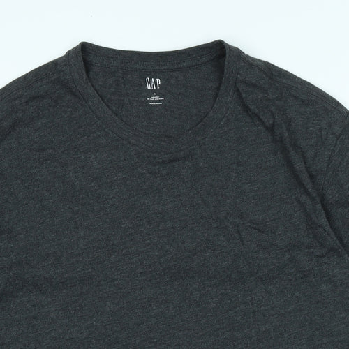 Gap Mens Grey Cotton T-Shirt Size XL Crew Neck - Logo