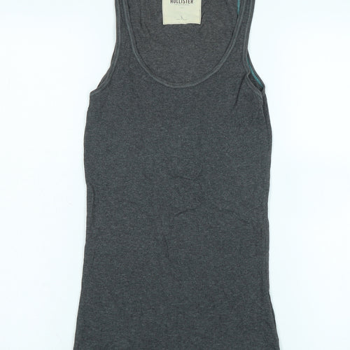 Hollister Womens Grey Cotton Basic Tank Size M Scoop Neck - Logo