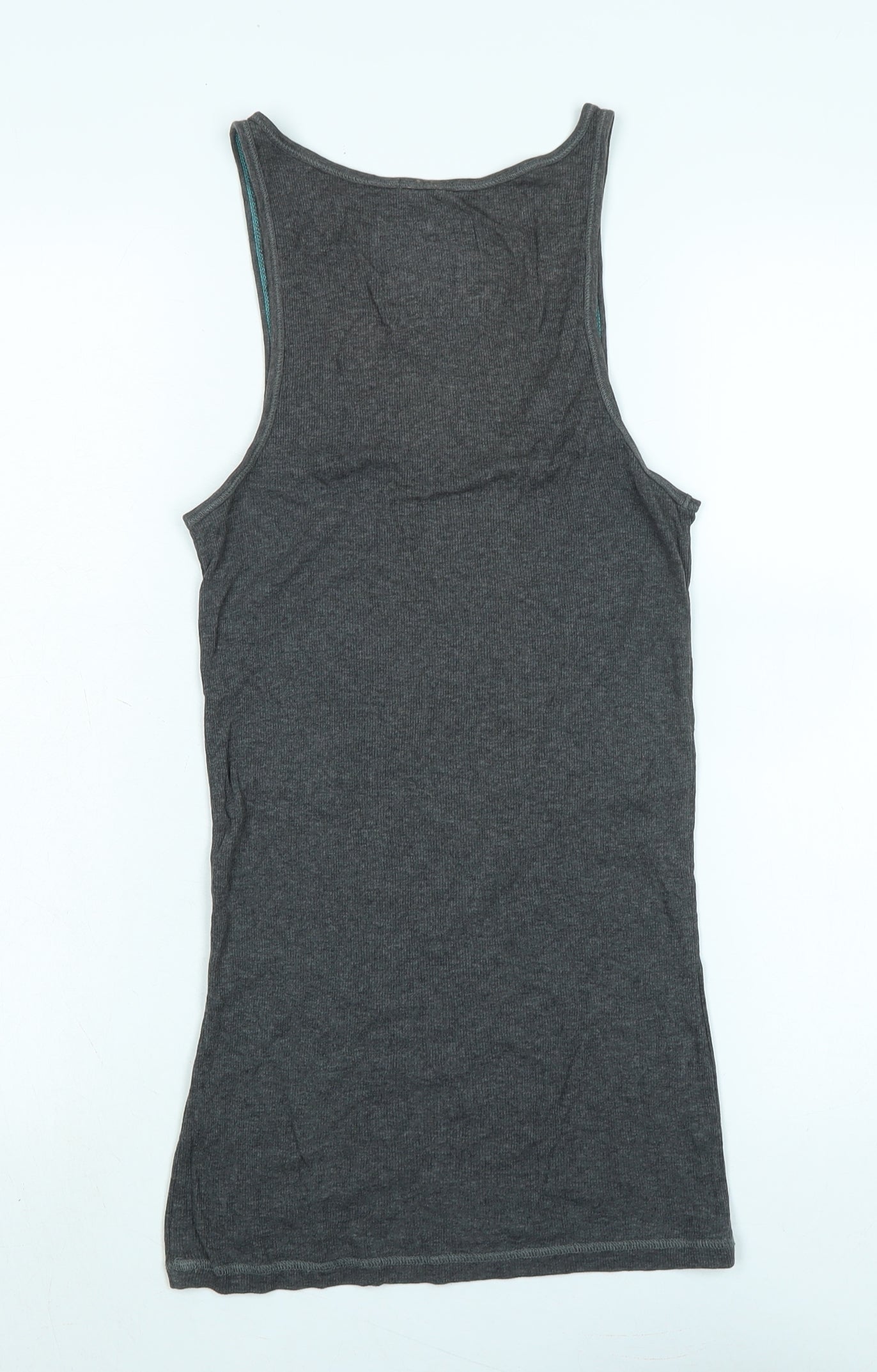 Hollister Womens Grey Cotton Basic Tank Size M Scoop Neck - Logo