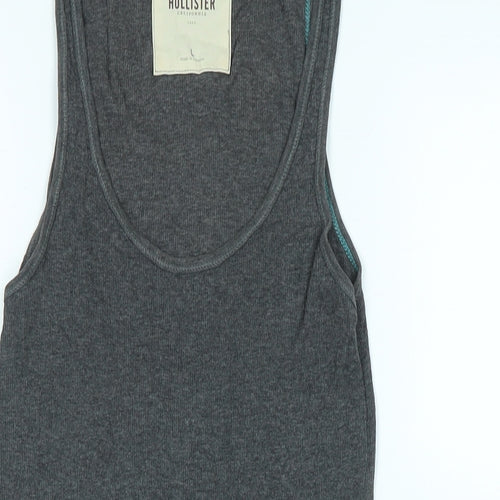 Hollister Womens Grey Cotton Basic Tank Size M Scoop Neck - Logo