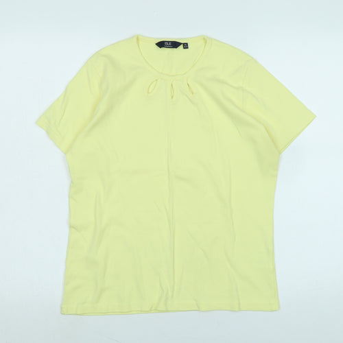 Isle Womens Yellow Cotton Basic T-Shirt Size M Scoop Neck - Logo