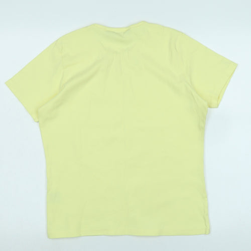 Isle Womens Yellow Cotton Basic T-Shirt Size M Scoop Neck - Logo