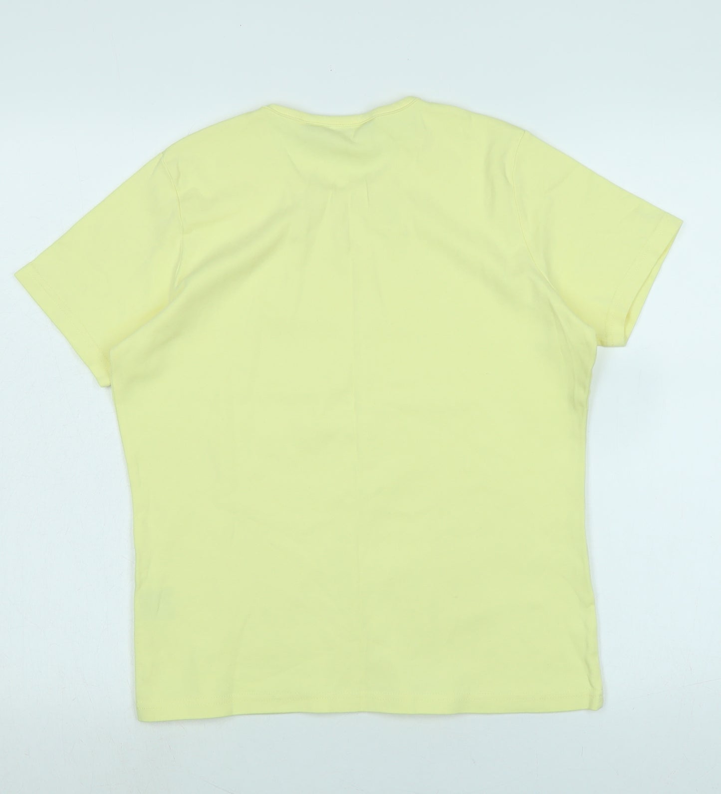 Isle Womens Yellow Cotton Basic T-Shirt Size M Scoop Neck - Logo